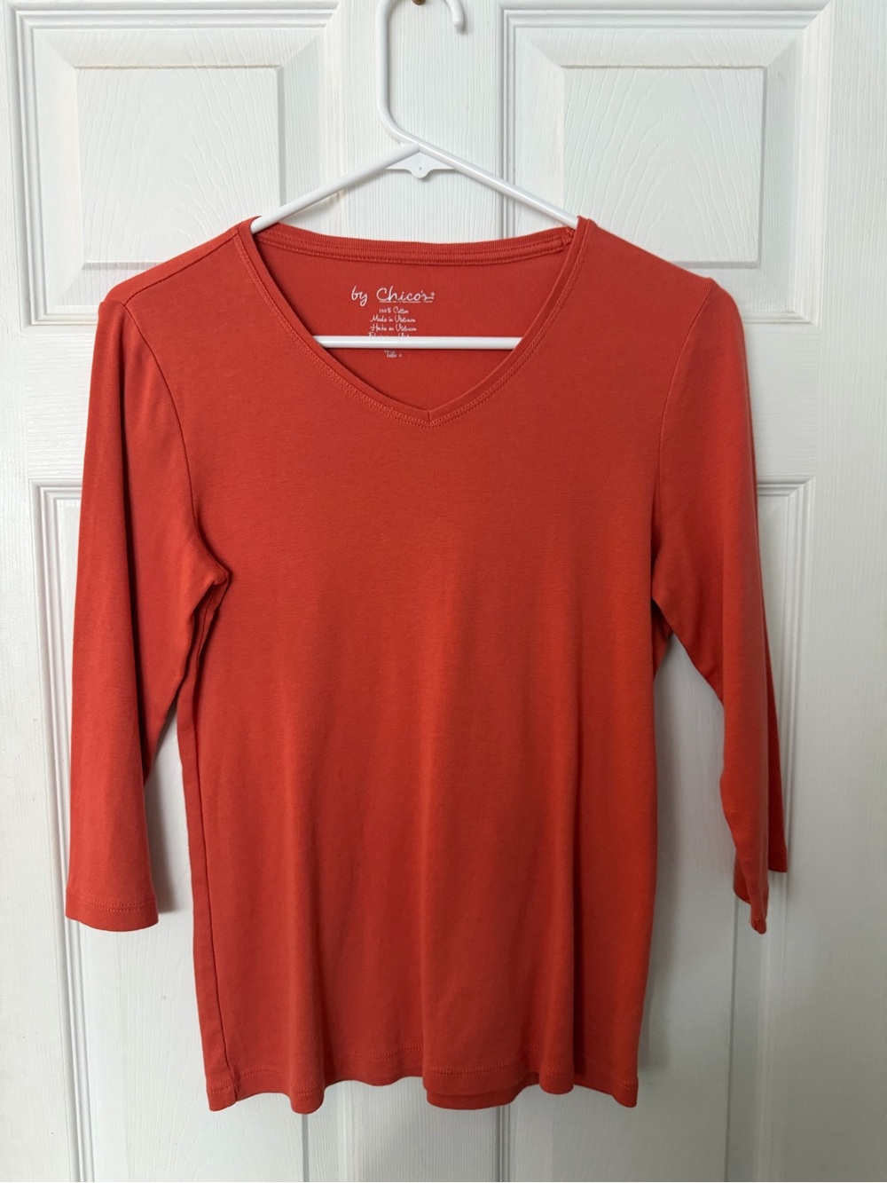 Chico's Women's V-Neck 3/4 Sleeve Top - Rust